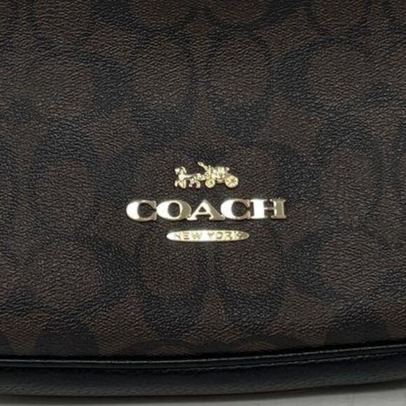 Coach Ellie Dark Brown Black Signature Canvas Crossbody Shoulder Bag - Picture 6 of 16